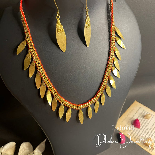 Tribal Leaf Designed Dhokra Necklace