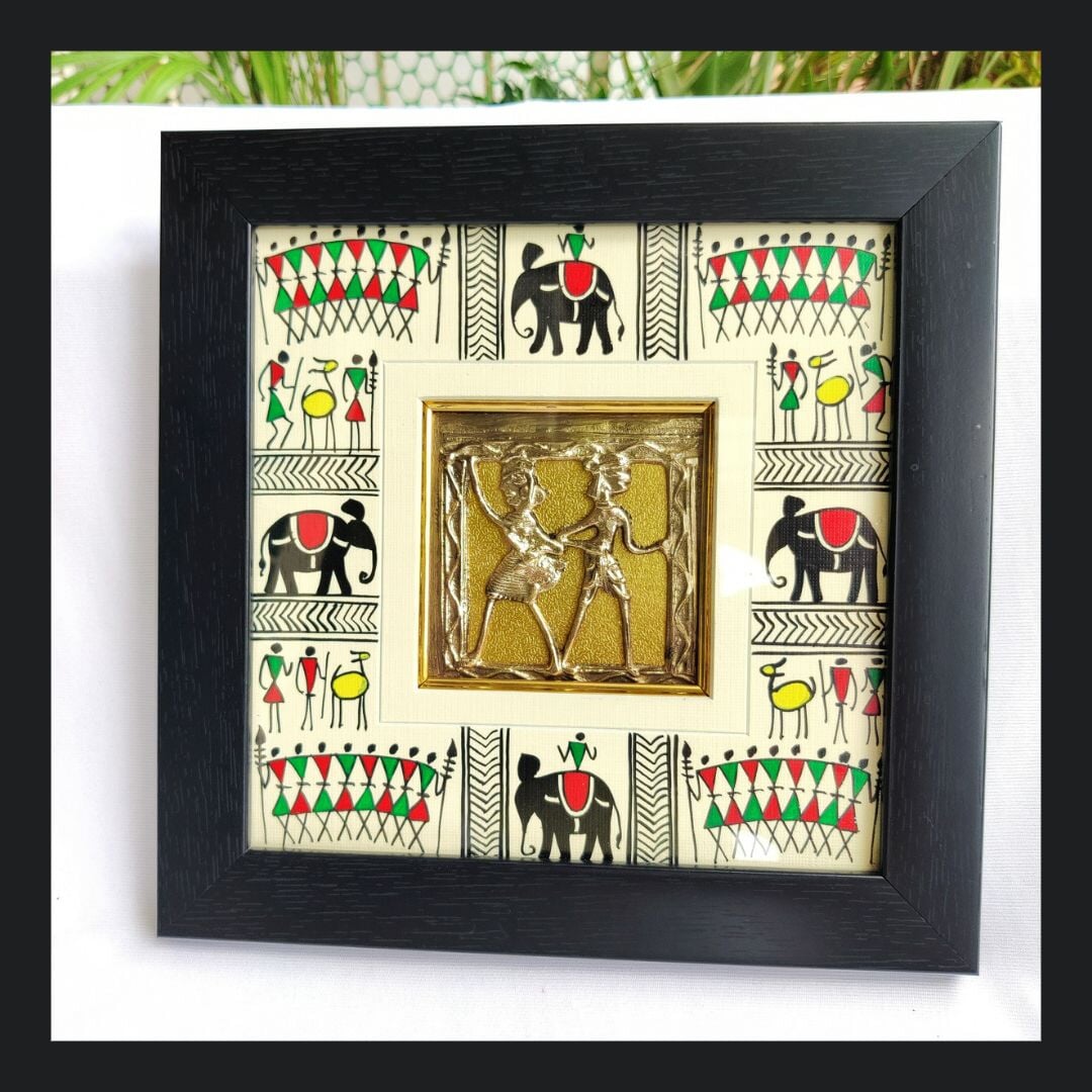 Tribal Culture and Tribal Dance, Set of 4 Hand Painted Warli Painting