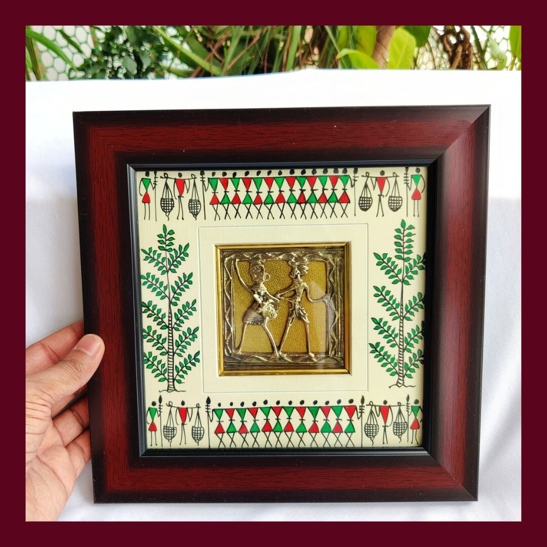 Tribal Culture and Tribal Dance, Set of 4 Hand Painted Warli Painting