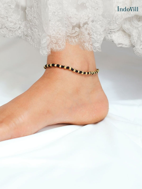 Small Bead Dhokra Anklet | Nagina