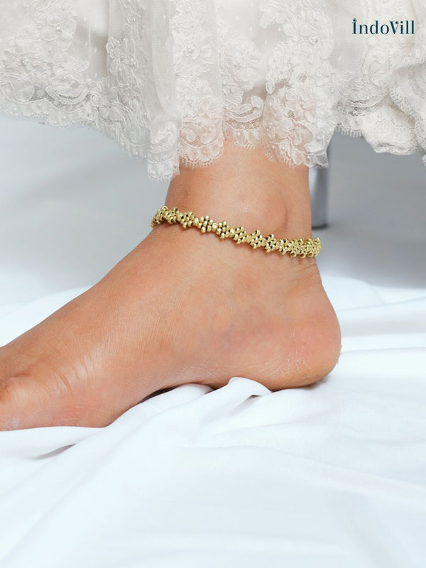 Dhokra Clustered Brass Anklet