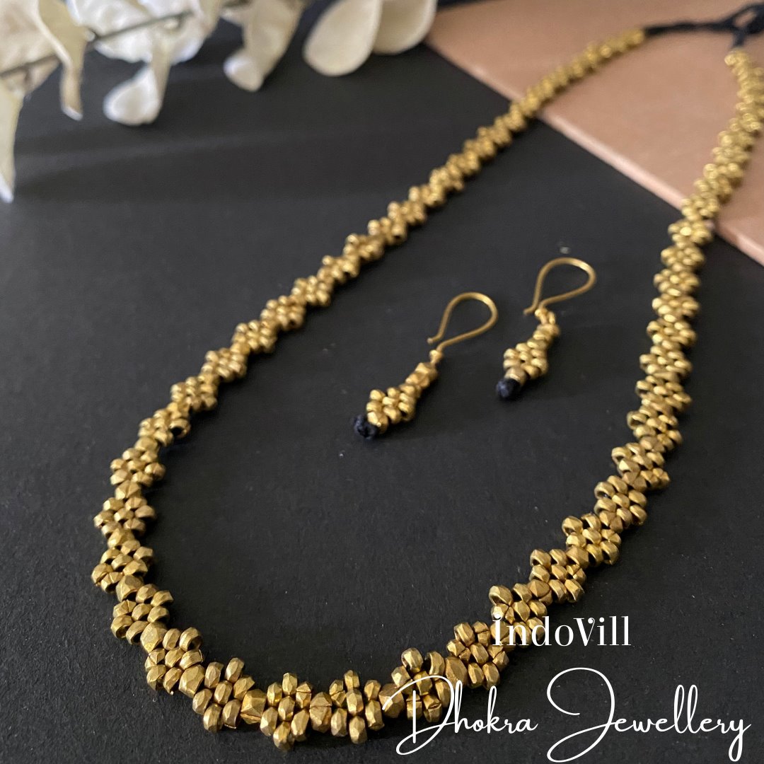 Dhokra Clustered Brass Necklace