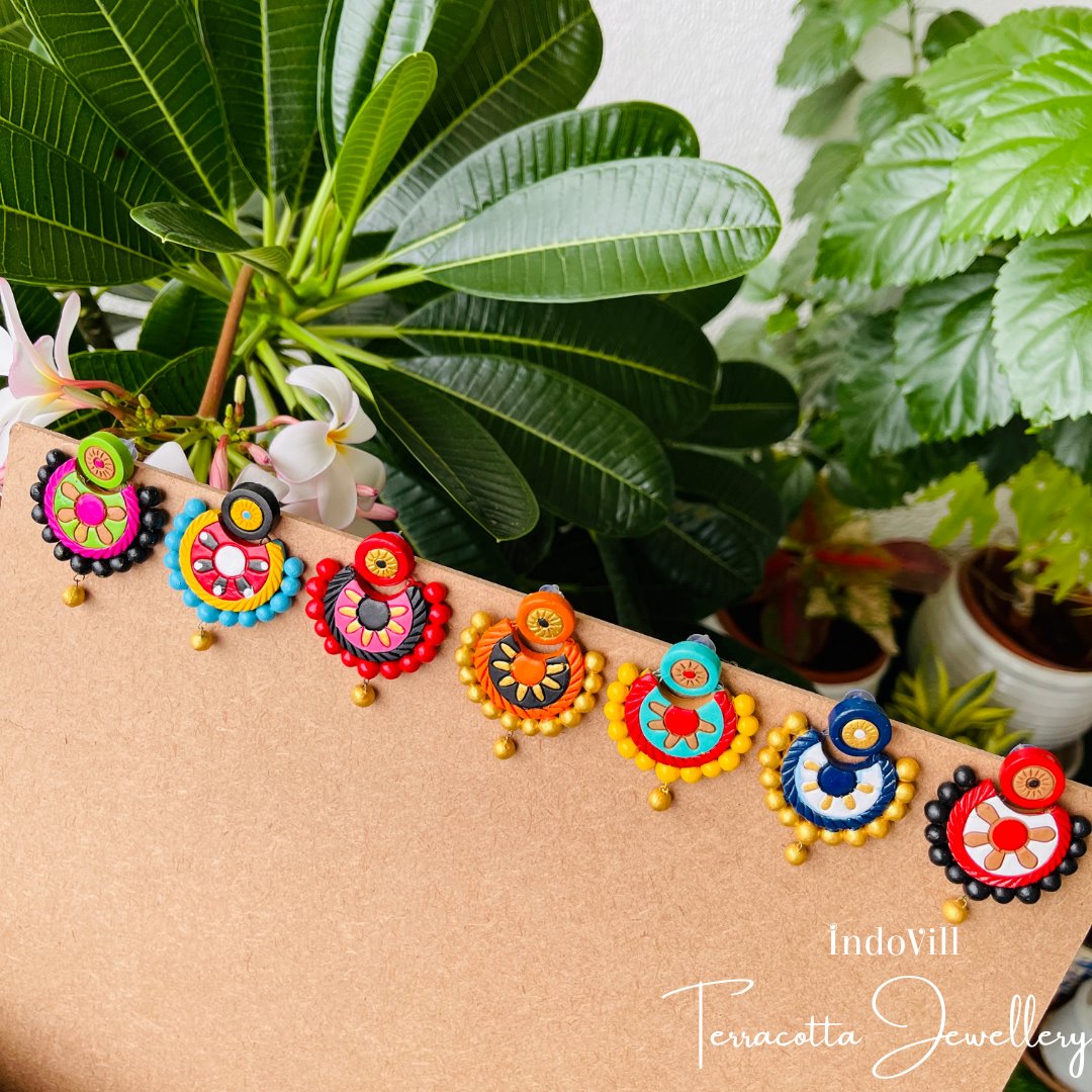 Floral Design Terracotta Earrings
