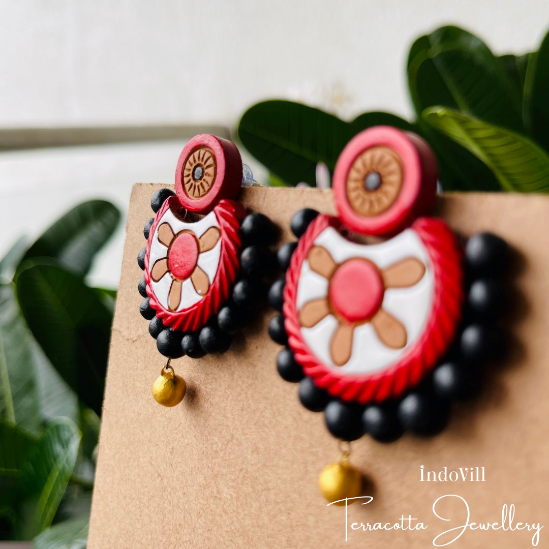 Floral Design Terracotta Earrings