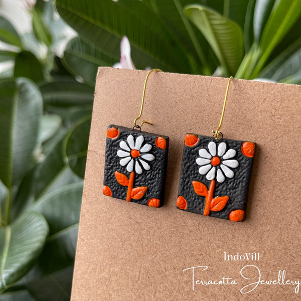Flower Designed Terracotta Earrings | Daffodils