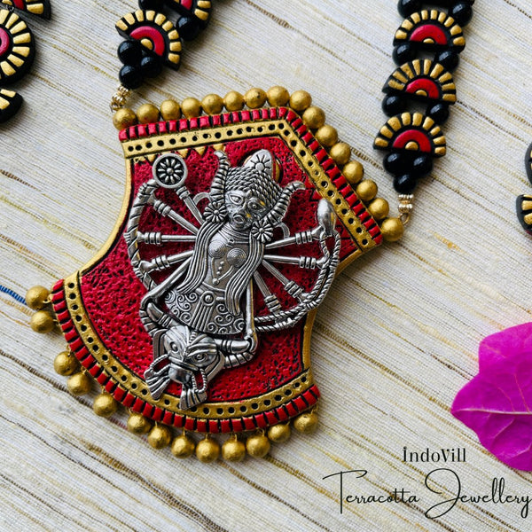 Goddess Druga Devi Pendant Terracotta Jewellery