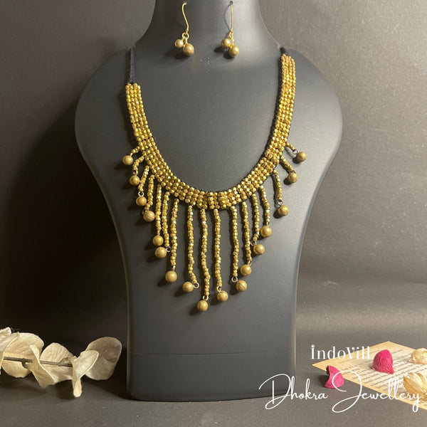 large beaded dhokra necklace