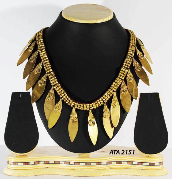 Pure Handmade Dhokra Jewellery | Tribal Jewellery Leaf Design - IndoVill