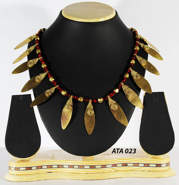 Pure Handmade Dhokra Jewellery  | Tribal Jewellery | Dhokra Craft Leaf Disign Jewellery - IndoVill