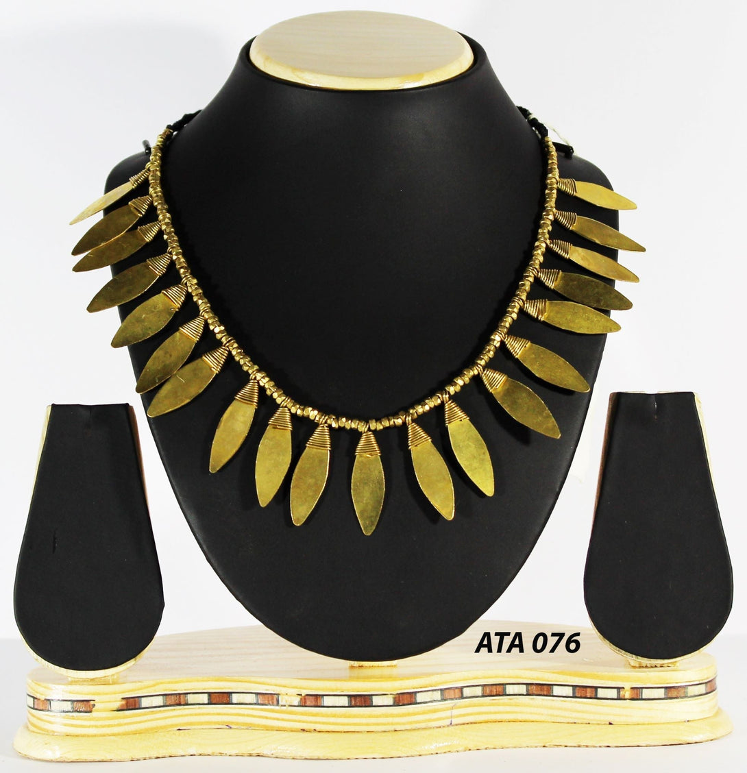 Pure Handmade Dhokra Jewellery  | Tribal Jewellery | Leaf Design Dhokra Jewellery - IndoVill