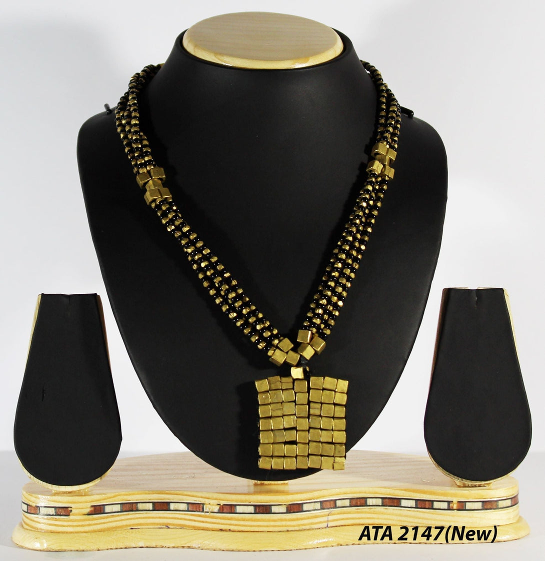 Pure Handmade Dhokra Jewellery | Tribal Jewellery Square Pendant Design - IndoVill