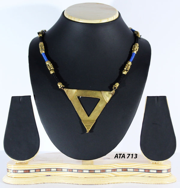 Pure Handmade Dhokra Jewellery | Tribal Jewellery Triangle Design - IndoVill