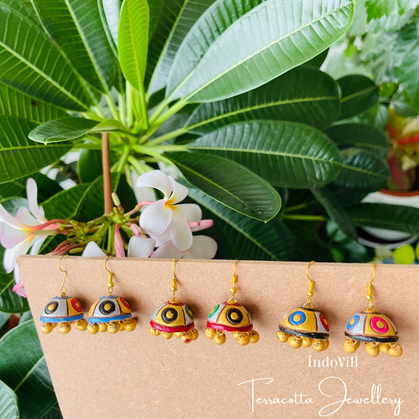 Small Colorful Terracotta Jhumka Earring | Bumblebee