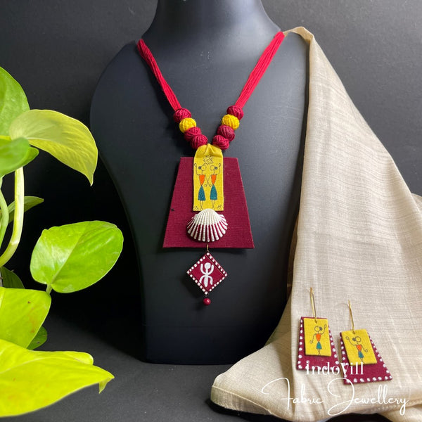 Tribal Women Art Pendent fabric Jewellery